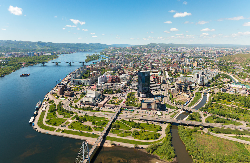 Карта Красноярска с высоты птичьего полета